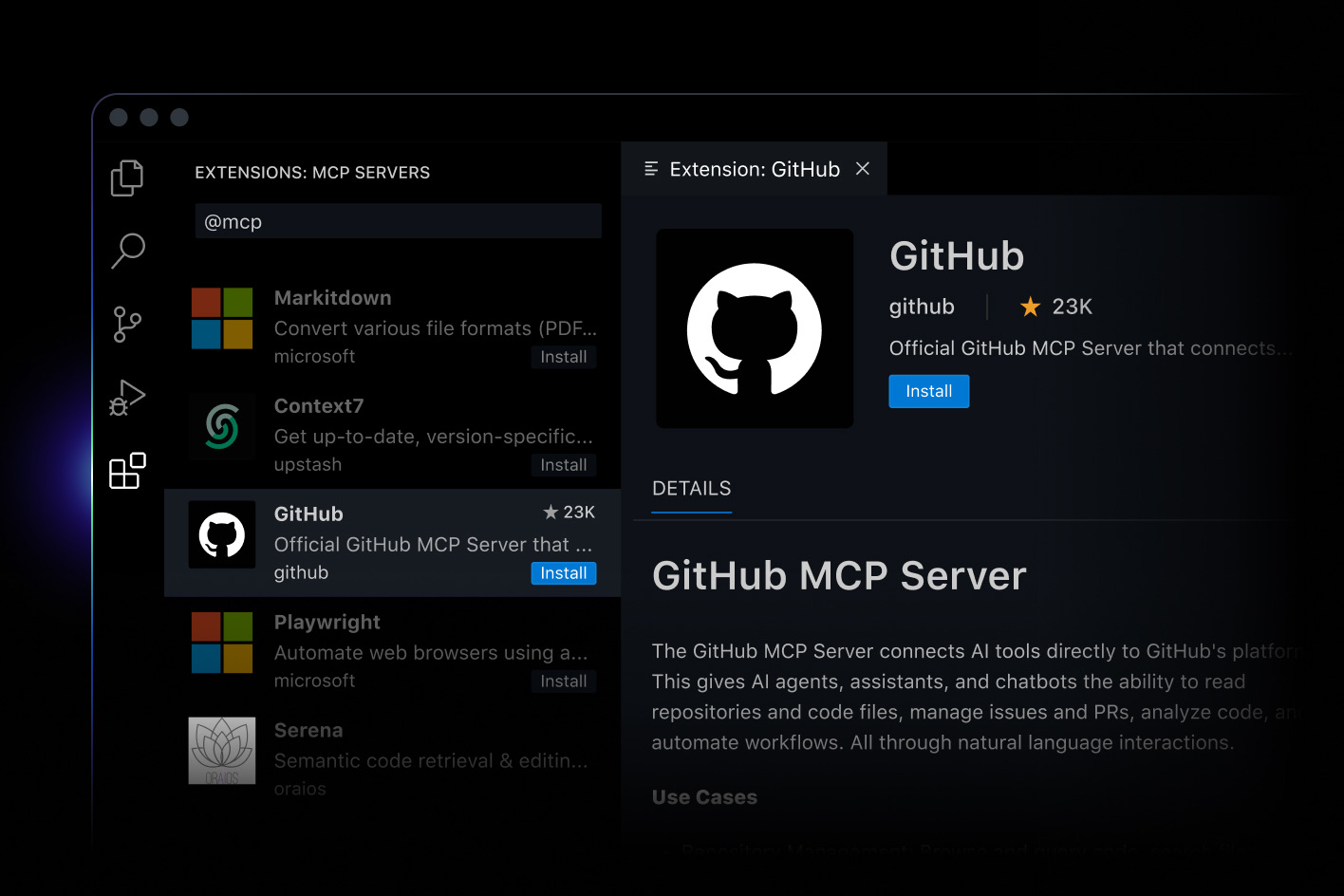 Illustrasjon av MCP-servere i GitHub Copilot i VS Code